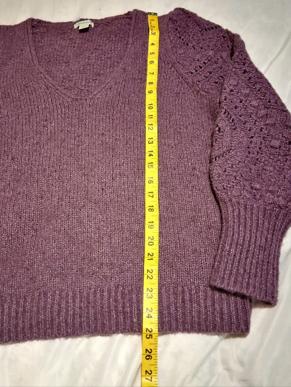 Sundance Yessica Sweater Open Knit Sleeve Women Purple XL Quiet Luxury Preppy - Picture 7 of 16